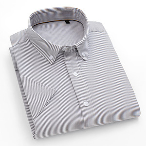 <span class=keywords><strong>Camisas</strong></span> <span class=keywords><strong>de</strong></span> Manga Corta a Rayas <span class=keywords><strong>de</strong></span> Algodón Puro Sin Almidón para Hombre al por Mayor para Primavera y Verano, Casuales <span class=keywords><strong>de</strong></span> Negocios y Transpirables - Product Image 4