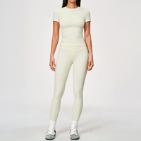 Ensemble de 5 pièces pour l'entraînement : haut à manches longues slim, leggings taille haute, tenues de sport pour la gym, le yoga, la course à pied et le fitness