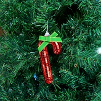 Pendentif artisanal en verre et polystyrène en forme de canne à sucre et boule disco, petit, pour décoration de sapin de Noël, accessoires de photographie disco pour la maison, Neopoly