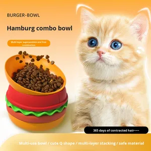 New Arrival Solid Pattern <strong>Pet</strong> Hamburger Bowl Plastic Multi-Use Feeding Dog and Cat Bowl with Portable Storage - Product Image 3
