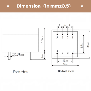 Transformador de Montaje en PCB Sellado con Epoxi YHDC PE2006-M, 0.35VA, 110/220/230V CA, UL94-V0, Certificado CE/RoHS - Product Image 3