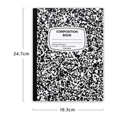 Cahier classique en marbre noir, 100 feuilles, lignes larges, pour fournitures scolaires et de bureau