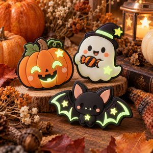 Custom Glow In The Dark PVC Halloween <b>Pin</b> <b>Badge</b> Pumpkin Ghost Bat Theme Soft Rubber Brooch OEM ODM - Product Image 1