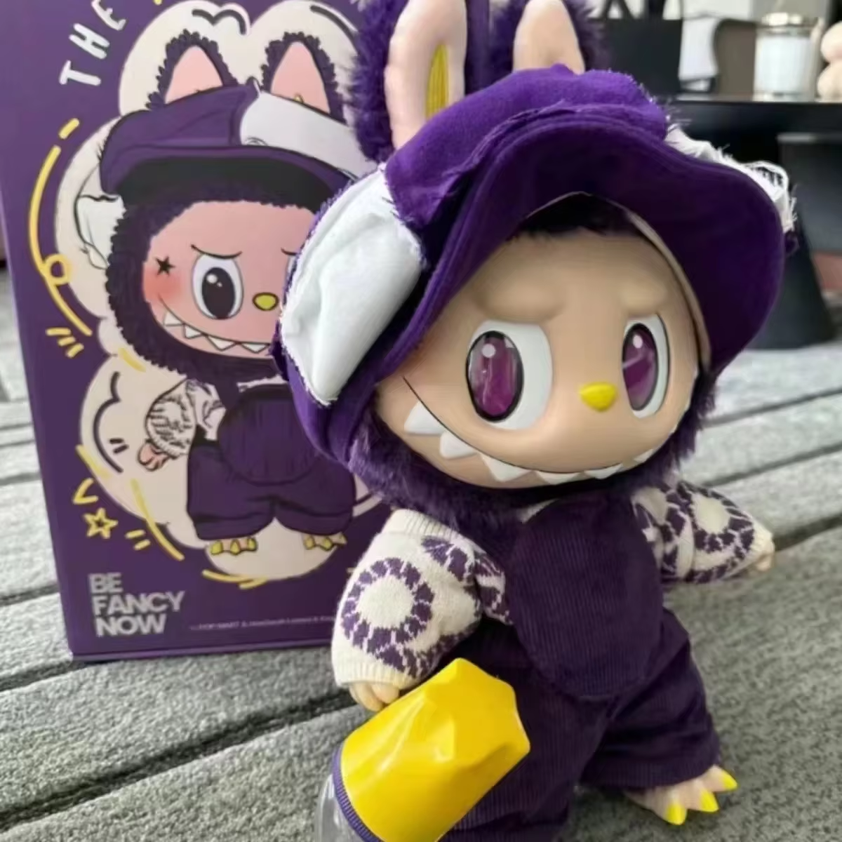 High Quality 40cm Purple Labubu Monsters Keychain Zimomo Mokoko
