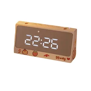 นาฬิกาตั้งโต๊ะดิจิตอลนาฬิกาปลุก Snooze น่ารักกระจกเงียบนักเรียนเดสก์ท็อป LED นาฬิกาอิเล็กทรอนิกส์สําหรับเด็ก