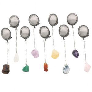 Natural Raw Stone 304 Stainless Steel Portable <b>Infuser</b> Set With Crystal Mesh Spice Strainer Reusable Matcha <b>Tea</b> Ball - Product Image 1