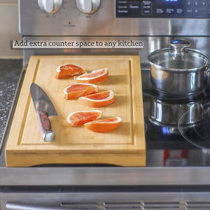 Planche à découper rectangulaire en bambou personnalisée pour cuisinière et comptoir avec 4.5cm d'épaisseur durable et facile à nettoyer - Product Image 1