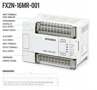 Micro PLC FX2N-16MR-001 Módulo de Salida de Relé de 16 Puntos 8DI 8DO Fuente de Alimentación de 24VDC Integrada