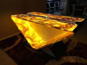 Trang trí nội thất tường hiện đại thân thiện với môi tấm Acrylic Onyx đèn tiếp tân Bàn bề mặt rắn với liền mạch doanh bán buôn - Product Image 5