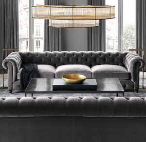 Canapé Chesterfield moderne de luxe pour salon, design classique, tissu en velours exquis, meubles en bois faits à la main - Product Image 4