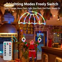 YACHEN DC Plastik Weihnachtsmann Fallschirm-Lichter 8 Modi LED Fernbedienung IP66 Zertifiziert Hängende Weihnachtsbaum-Dekoration für Zuhause