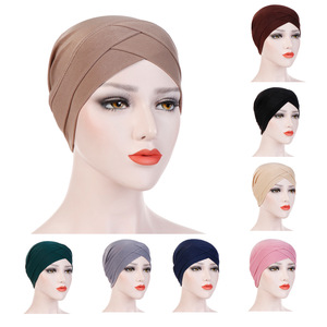 Lady Hair Durag Skull Cap Bandana Beanie Chemo Cap Dew Rag Women <strong>Head</strong> Wraps Mercerized Muslim Women Hijab Cap Cross <strong>Ninja</strong> Turban - Product Image 4
