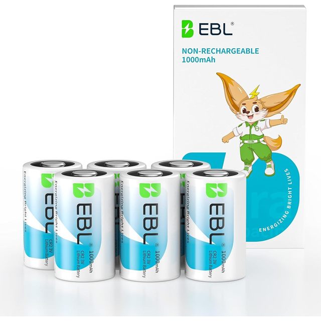 EBL CR2 Battery 6 Pack CR2 3V Lithium Batteries High Capacity Long Lasting Power for Rangefinder Cameras Security Sensors