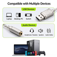 Adaptateur audio USB-A vers Jack 3,5 mm, carte son externe en alliage de zinc 32 bits 384 kHz avec micro pour PC, ordinateur portable, Switch, haut-parleur