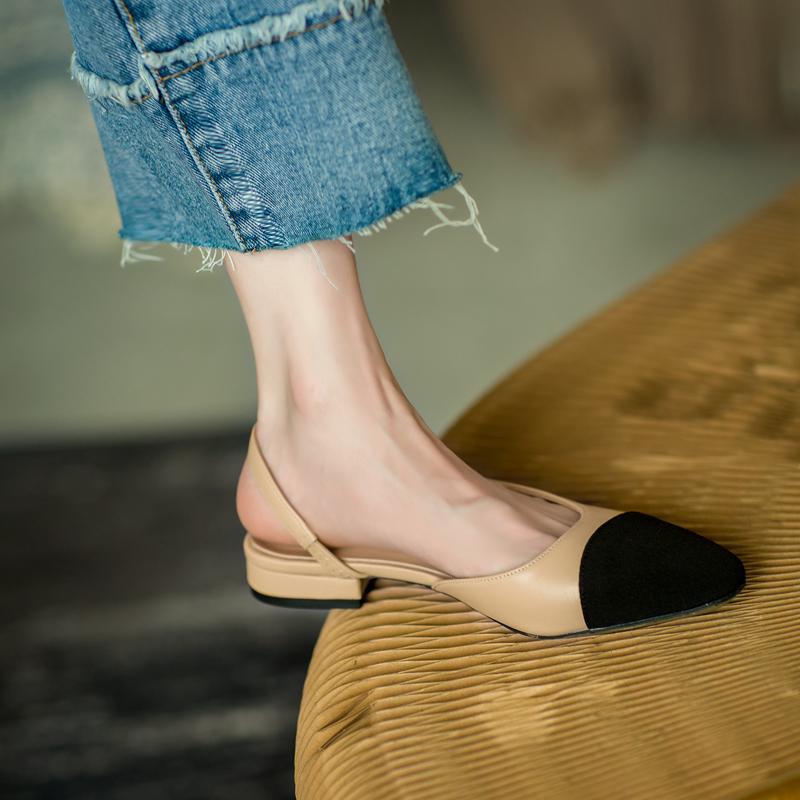Factory Wholesale 2024 High Quality Pu Material Sole Soft Leather Matching Color Sandals Flat Women's Shoes