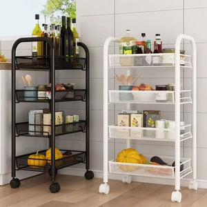 4/5 Tier <b>Bedroom</b> Bedside Storage <b>Shelf</b> Multi-Storey Organizer Carbon Steel Trolley Shelving Floor-To-Ceiling Mobile Snack - Product Image 3