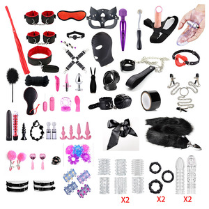 Nuevo producto 72 piezas adultos Bondage juguetes sexuales para mujeres cuero restricción conjunto Collar cadena boca mordaza pezón abrazaderas para <span class=keywords><strong>juegos</strong></span> sexuales - Product Image 1