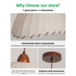<span class=keywords><strong>Suspension</strong></span> LED en bois de style Wabi-Sabi japonais pour restaurant, abat-jour en <span class=keywords><strong>tissu</strong></span> artistique, gradation tricolore, spectre complet - Product Image 5