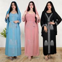 Abaya de Luxe Respirante en Polyester 2026 Dubaï – Magnifique Vêtement Islamique Traditionnel Noir pour Femmes, Tenue Musulmane d'Arabie Saoudite