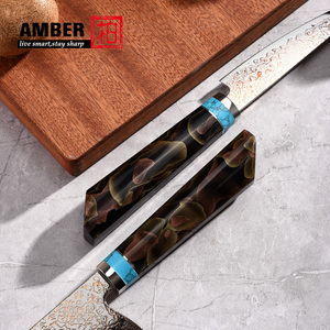 Coltello da Cucina Giapponese Amber Wholesale da 5 Pollici, 37 Strati di Acciaio Damasco VG10, Coltello da Cucina in Rame Damasco per Frutta - Product Image 4