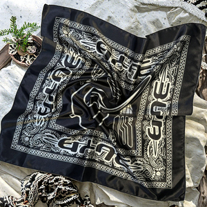 High Quality Fashionable Double <strong>Bandana</strong> <strong>Custom</strong> Satin Square Polyester Scarf with Personalized Logo Print - Product Image 2