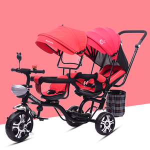 Nuovo Triciclo Doppio per Bambini in Offerta Speciale, Triciclo a 3 Ruote per Fratelli e Sorelle, <span class=keywords><strong>Passeggino</strong></span> per Gemelli - Product Image 3
