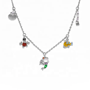 Collier personnalisé pour enfants, bijoux mignons en argent sterling 925, collier avec pendentif La Petite Sirène, collier plaqué or pour filles, bijoux fins pour femmes - Product Image 5