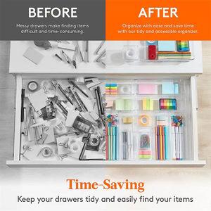 Juego de Organizadores de Cajones Versátiles - Bandejas y Divisores de Plástico Transparente en 4 Tamaños para un Almacenamiento Perfecto de Maquillaje y Cocina - Product Image 4