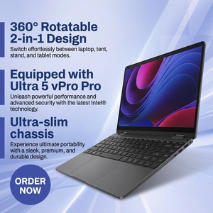 โน้ตบุ๊ก 2-in-1 รุ่นใหม่ Pro 7 Series ขนาด 15.6 นิ้ว รุ่น P703260 ชิปประมวลผล Core Ultra 5 335 VPro AI แรม 16GB SSD 512GB ตัวเครื่องอะลูมิเนียมทั้งตัว ซีพียูประสิทธิภาพสูง - Product Image 1