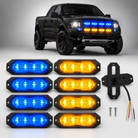Feu de signalisation stroboscopique pour calandre de camion, SAE J595 Classe 1, double couleur ambre-bleu, 4 LED, montage en surface, lampe d'avertissement ECE R65 XA1 XB1, 12V