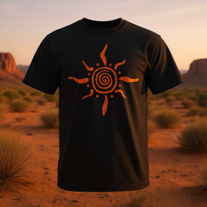 T-shirt Paleo Sun Spiral Petroglyph Nera Abbigliamento casual da uomo - Product Image 3