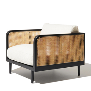 Sedia da Giardino Moderna per Esterni con Braccioli in Rattan Naturale e Cuscino - <span class=keywords><strong>Novita</strong></span> - Product Image 1