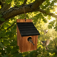 Nichoir mural en bois de pin robuste et écologique, étanche avec toit vert, abri extérieur pour l'élevage des oiseaux sauvages
