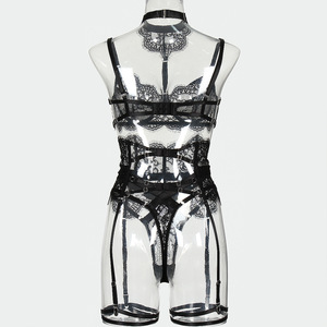 ชุดชั้นในลูกไม้ซีทรูลายดอกไม้สุดหรู คุณภาพสูง ดีไซน์เซ็กซี่ พร้อมสายรัดขนตา 5 ชิ้น - Product Image 6