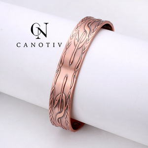 Accessori di moda di Super qualità motivo floreale in rame braccialetto magnetico regolabile polsino energia donne braccialetti gioielli - Product Image 2