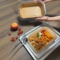 Papier de cuisson rectangulaire naturel non blanchi et sans danger pour friteuse à air, idéal pour la préparation de repas pour enfants