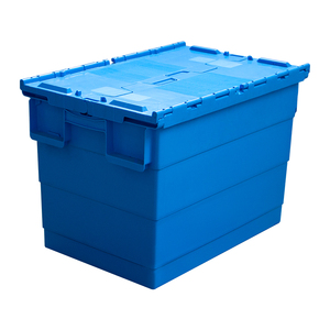 Amaon hot selling Industrial shipping hanged lid crate plastic storage distribution Container Tote