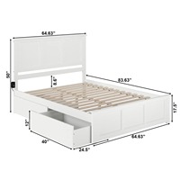 Cadre de lit en bois extensible blanc moderne avec panneaux classiques, taille personnalisée, plateforme Queen Size avec 2 tiroirs et tête de lit, pour maison et hôtel