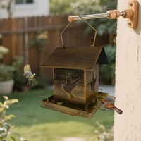 Mangeoire à oiseaux suspendue en métal rustique en forme de maison Oniya, mangeoire décorative pour oiseaux sauvages, station d'alimentation pour jardin extérieur