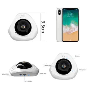 Telecamera di rete Wireless per montaggio a soffitto telecamera panoramica Smart Fisheye WiFi 360 con visione a 360 gradi VR