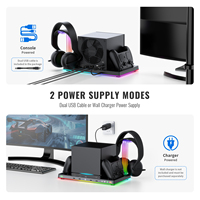 Station de charge tout-en-un pour console Steam Deck, support pour casque de jeu avec hub USB 4 ports, lumière RGB et ventilateur de refroidissement