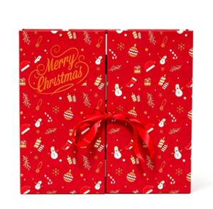 Custom Christmas Advent Calendar <b>Box</b> with <b>Red</b> Ribbon, 24 Days Countdown Gift <b>Box</b>, OEM/ODM Available - Product Image 1