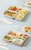 Milieuvriendelijke Lunchboxen Voor Wegwerppapier Met Deksel Biologisch Afbreekbare Voedselverpakking Voor Afhaalmaaltijden