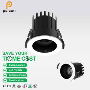 PULUOTI Modern 55mm 8W LED Foco empotrable Iluminación interior Lámpara redonda ajustable hacia abajo Nuevo diseño con aluminio negro - Product Image 1