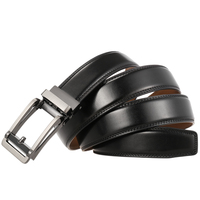 Ceinture en cuir unisexe de 30 mm de largeur avec boucle automatique, ceinture en cuir à boucle automatique tendance noire et marron pour usage quotidien et professionnel