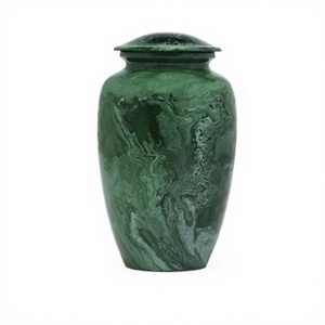 Urne de crémation adulte de finition de marbre vert glorieux pour les cendres humaines avec le sac libre de velours - Product Image 1