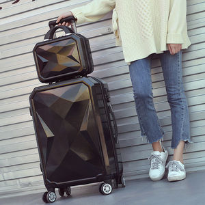 Valise de style diamant unisexe avec roulettes pivotantes à 360 degrés, bagage de voyage durable avec fermeture éclair à verrouillage, modèle 608, couleur unie - Product Image 1