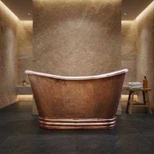 Bañera Ovalada de Cobre Martillado, Bañera Metálica Independiente, Lavabo Artesanal Marrón para Baño de Casa u Hotel - Product Image 2