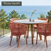Fauteuil de jardin en bois de teck tressé avec coussin pour hôtel, complexe hôtelier, vente en gros