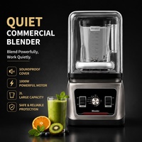 Mixeur Commercial Robuste Insonorisé 1800W avec 5+ Vitesses, Nettoyage en un Clic, Broyeur à Glace et Préparateur de Smoothies